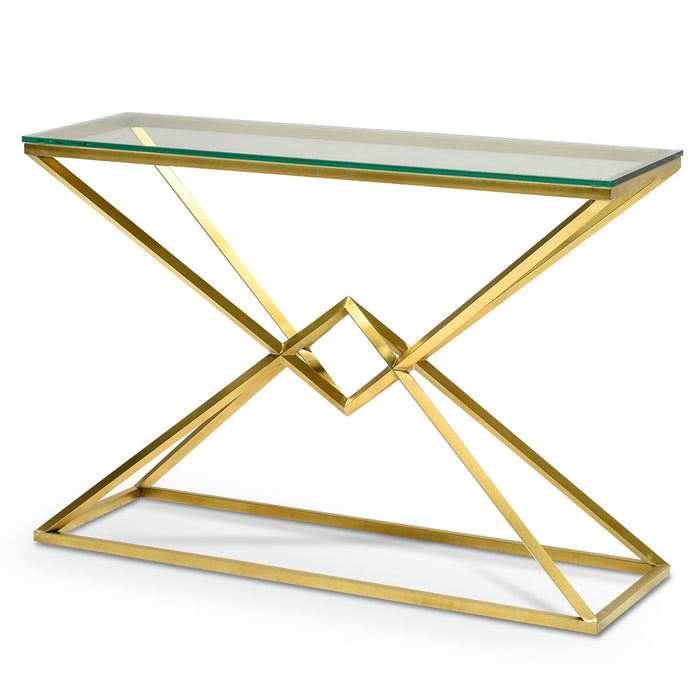 CDT2364-KS 1.2m Glass Console Table - Gold Base