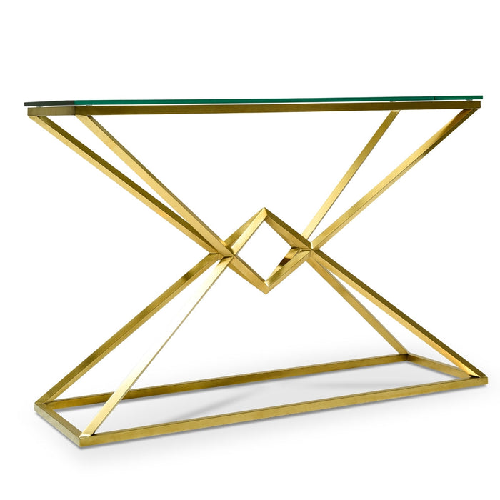 CDT2364-KS 1.2m Glass Console Table - Gold Base