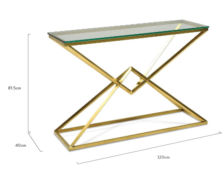 CDT2364-KS 1.2m Glass Console Table - Gold Base