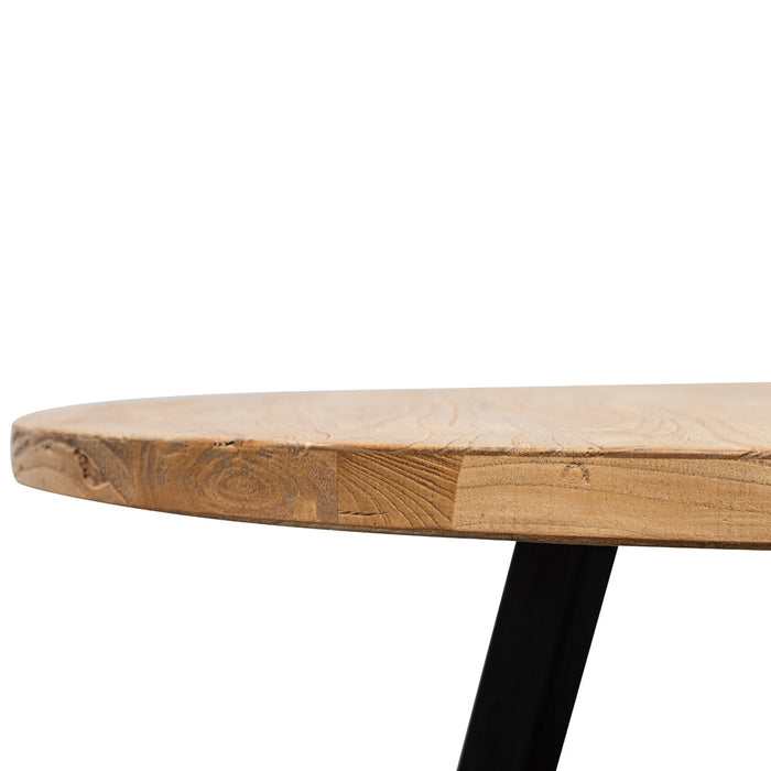 CDT2407 Reclaimed 1.25m Round Dining Table - Black Legs