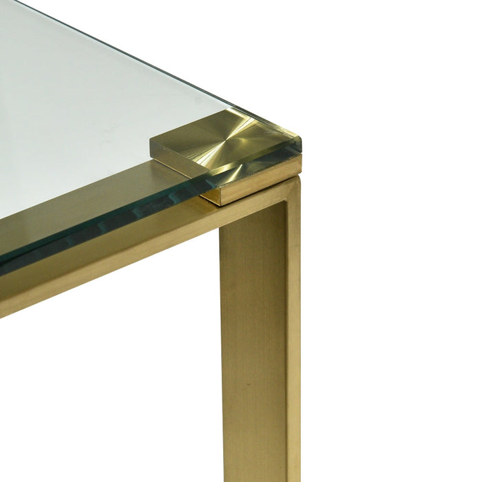 CDT2424-BS Glass Console Table - Brushed Gold Base