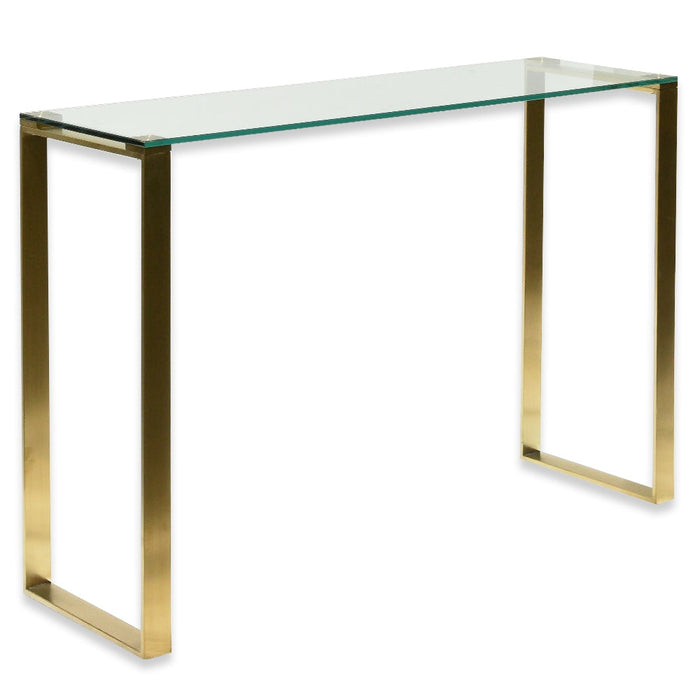 CDT2424-BS Glass Console Table - Brushed Gold Base