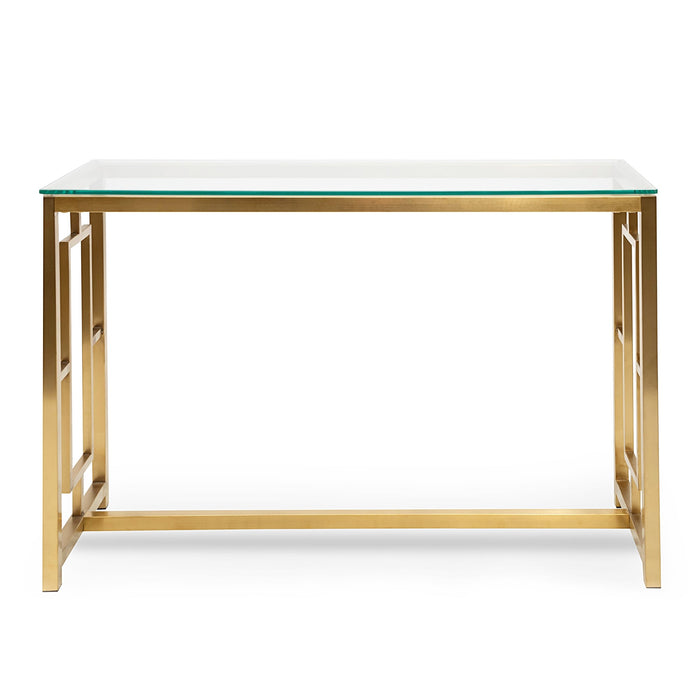 CDT2583-BS Glass Console table - Brushed Gold Base