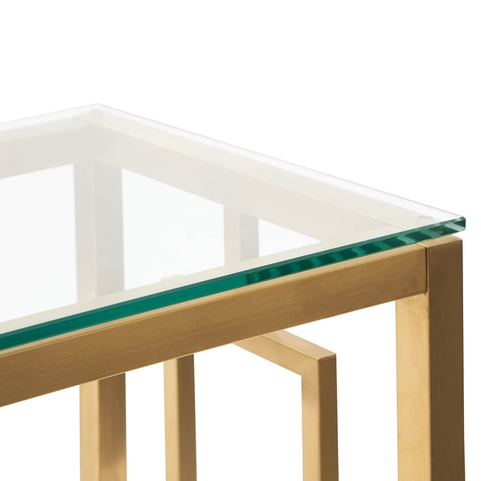 CDT2583-BS Glass Console table - Brushed Gold Base