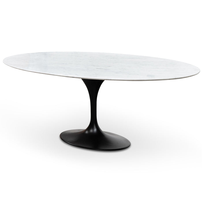 CDT6029-SD Oval 2m Marble Dining Table - Black Base