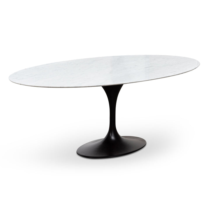 CDT6029-SD Oval 2m Marble Dining Table - Black Base