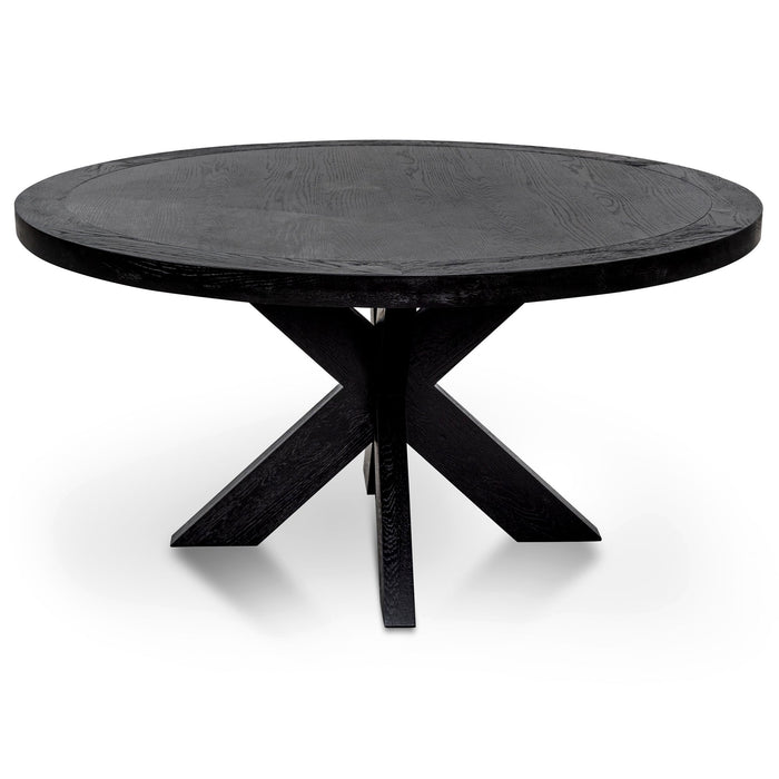 CDT6076-CH 1.5m Round Wooden Dining Table - Full Black