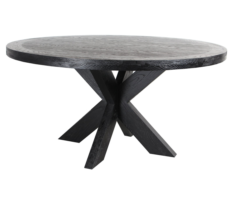 CDT6076-CH 1.5m Round Wooden Dining Table - Full Black