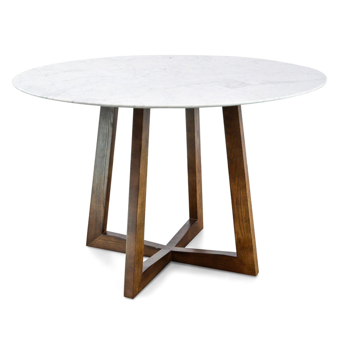 CDT976 1.15m Round Marble Dining Table - Dark Brown Base