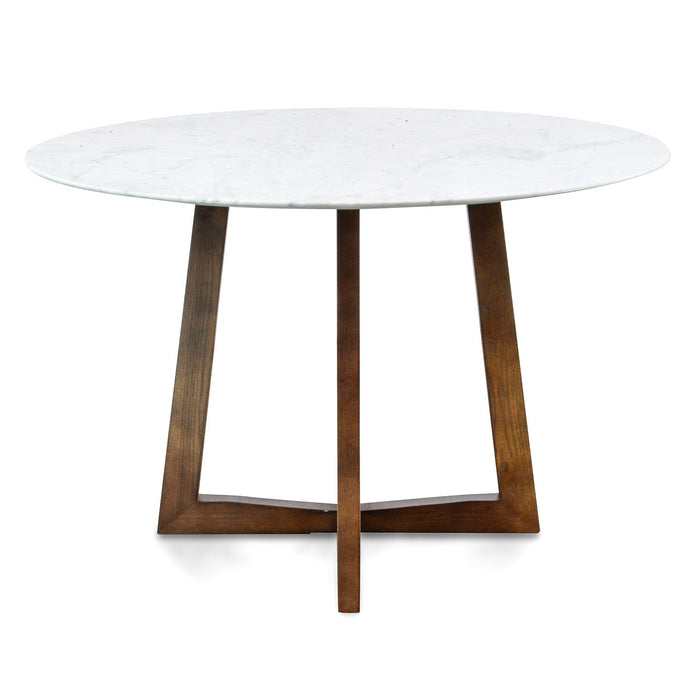 CDT976 1.15m Round Marble Dining Table - Dark Brown Base