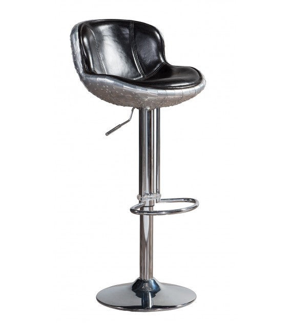 The Baron X2 Aluminium And Black Leather Bar Stool