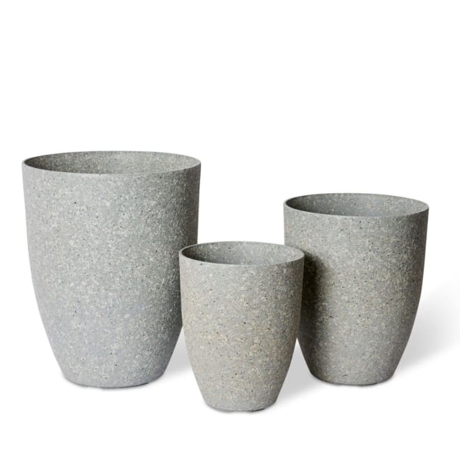 Harlow Stonelite Planter Set of 3 (Outdoor) - Grey, 35cm (H)