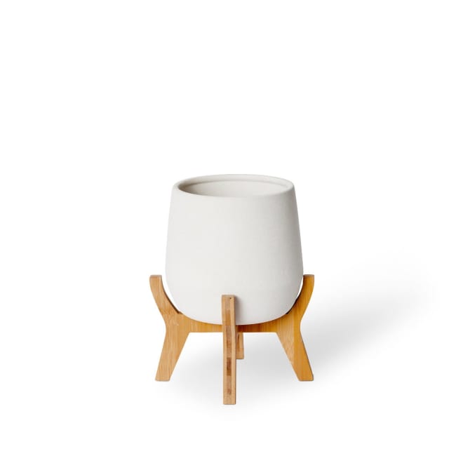 Lawson Pot w Stand - White, 26cm (H)