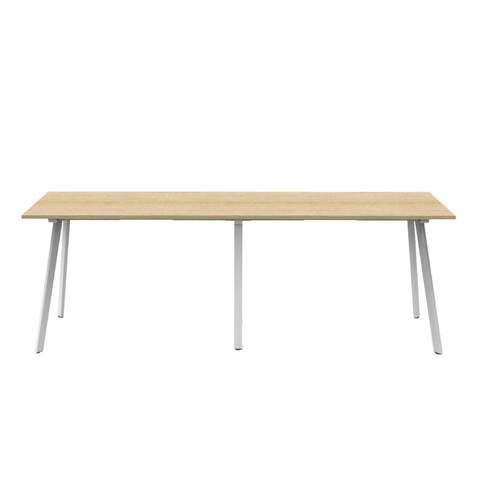 Eternity High Bar Table - 3000mm W x 750mm D x 1050mm H - Natural Oak Top/White Satin Base