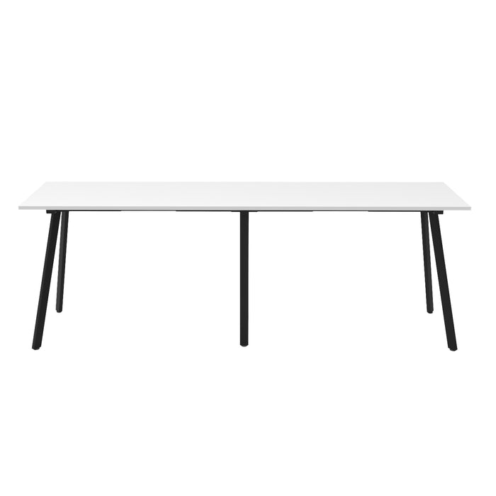Eternity High Bar Table - 3000mm W x 750mm D x 1050mm H - Natural White Top/Black Satin Base