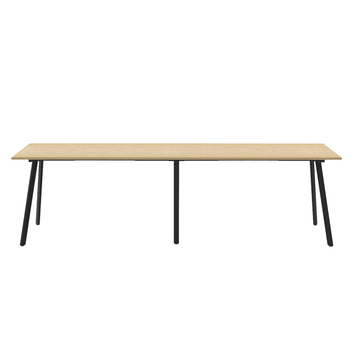 Eternity High Bar Table - 3600mm W x 750mm D x 1050mm H - Natural Oak Top/Black Satin Base