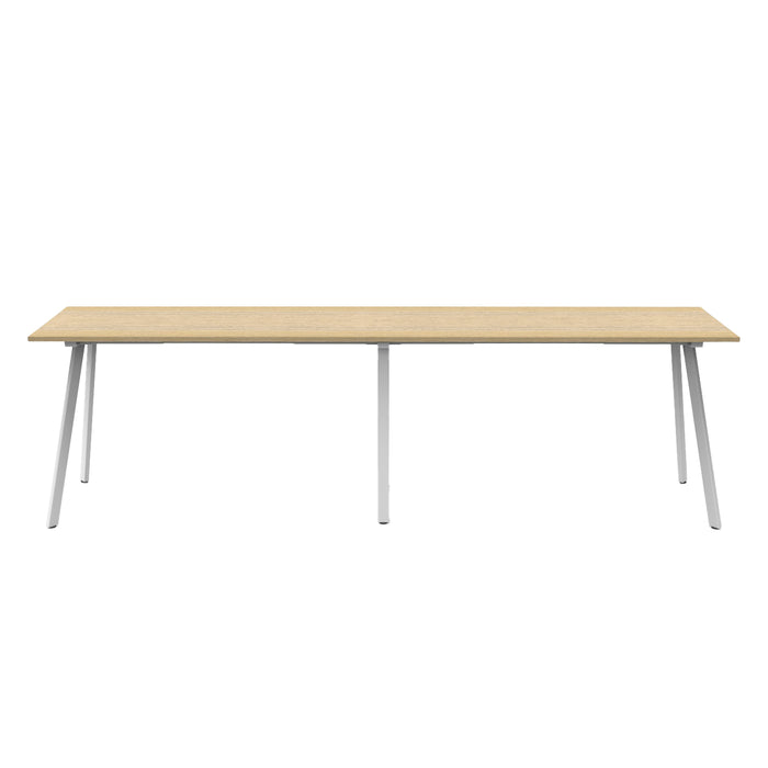 Eternity High Bar Table - 3600mm W x 750mm D x 1050mm H - Natural Oak Top/White Satin Base