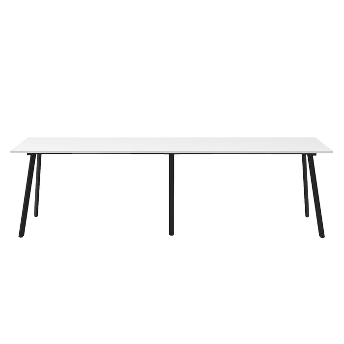 Eternity High Bar Table - 3600mm W x 750mm D x 1050mm H - Natural White Top/Black Satin Base