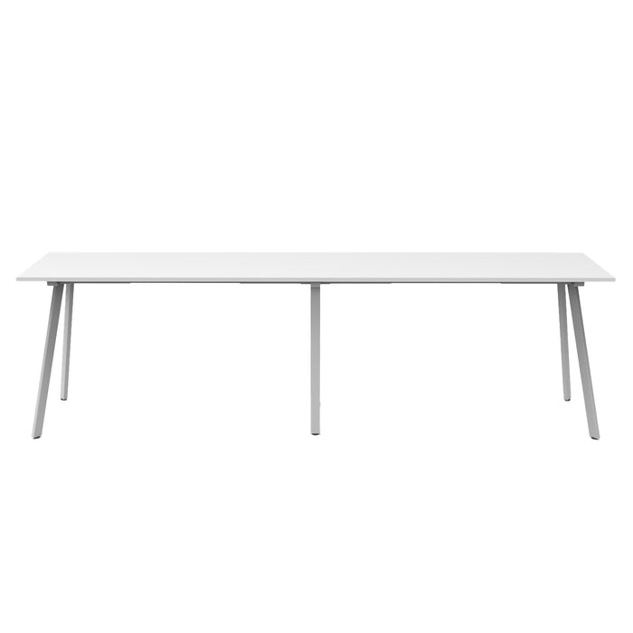 Eternity High Bar Table - 3600mm W x 750mm D x 1050mm H - Natural White Top/White Satin Base
