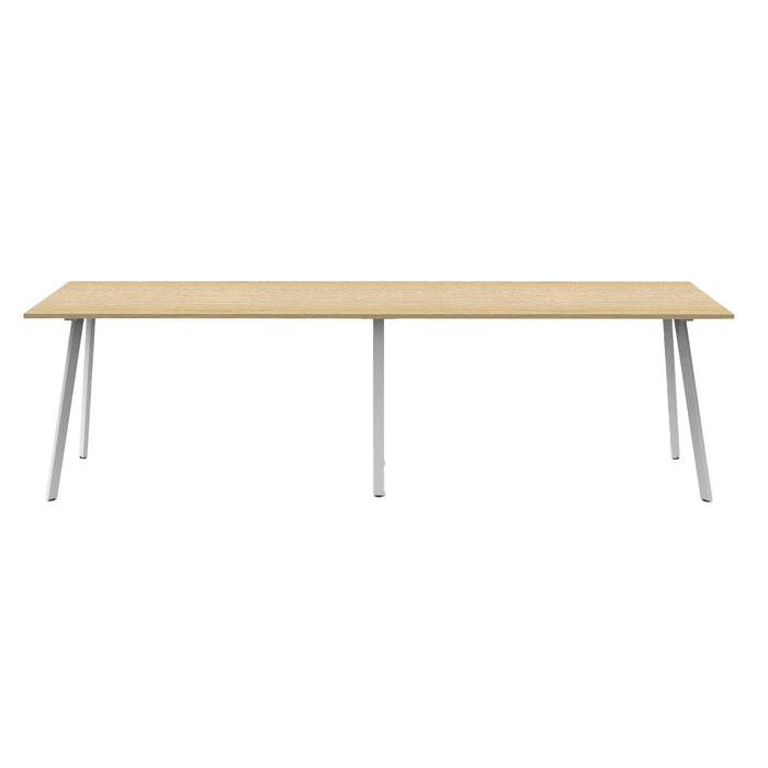 Eternity High Bar Table - 3000mm W x 900mm D x 1050mm H - Natural Oak Top/White Satin Base