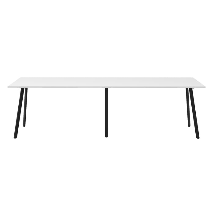 Eternity High Bar Table - 3000mm W x 900mm D x 1050mm H - Natural White Top/Black Satin Base
