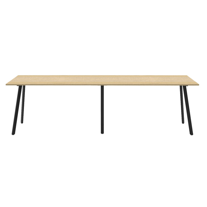 Eternity High Bar Table - 3000mm W x 900mm D x 1050mm H - Natural Oak Top/Black Satin Base