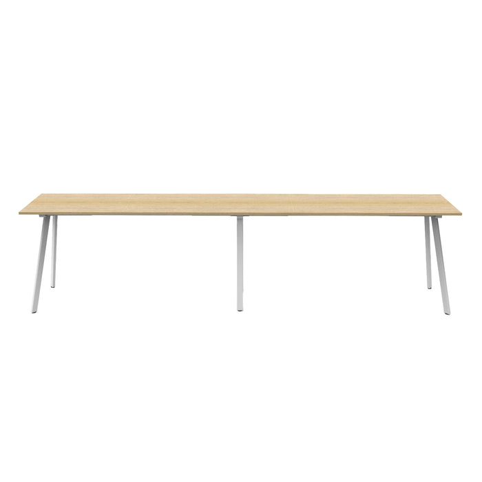 Eternity High Bar Table - 4200mm W x 750mm D x 1050mm H - Natural Oak Top/White Satin Base