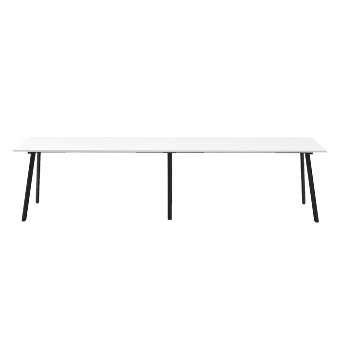 Eternity High Bar Table - 4200mm W x 750mm D x 1050mm H - Natural White Top/Black Satin Base