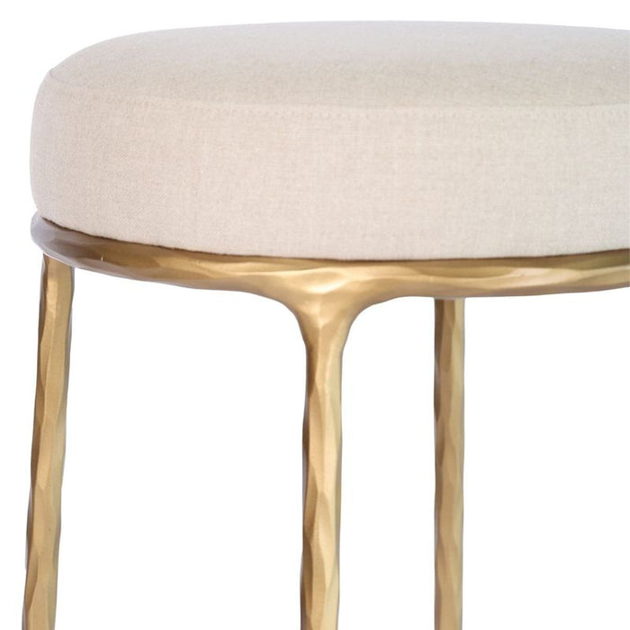 Heston Brass Bar Stool - Natural Linen