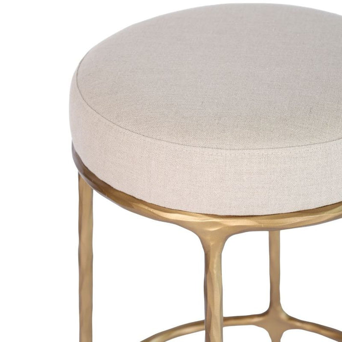 Heston Brass Bar Stool - Natural Linen