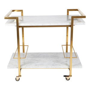 Cafe Lighting and Living Franklin White Marble Bar Cart