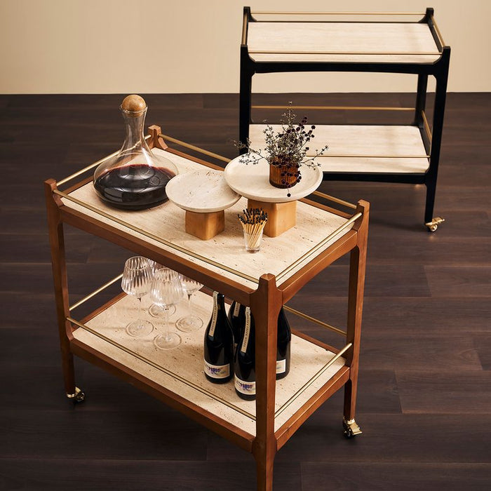 Ashley Travertine Bar Cart - Walnut