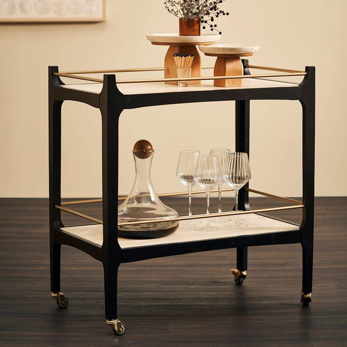 Ashley Travertine Bar Cart - Black