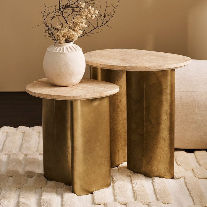 Audrey Large Side Table - Travertine