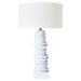 Elegant [Brand] lamp with textured white ceramic base design.