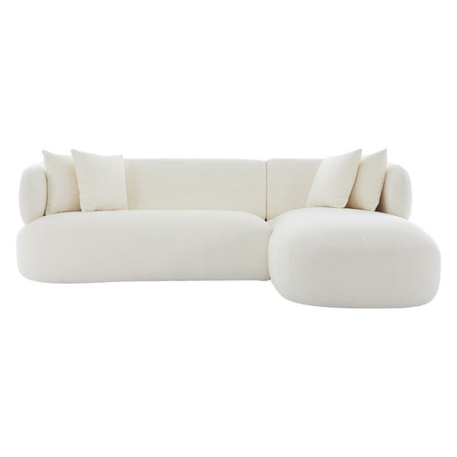 Modern white sectional sofa with plush cushions, brand [Brand].