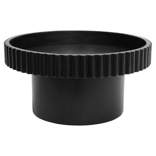 Black round side table with ribbed edge design, [Brand].