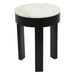 Round side table with marble top and black legs, [Brand].