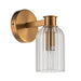 Bronze wall light with clear glass shade, [Brand].