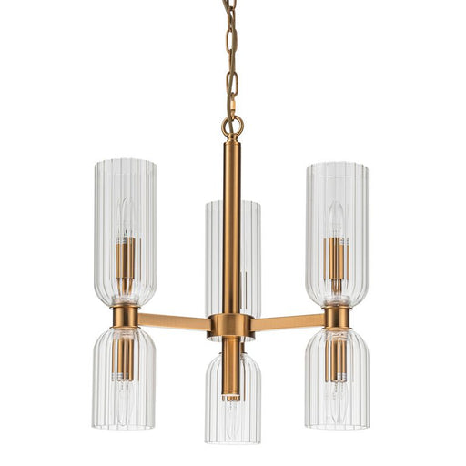 Gold and glass chandelier with four lights, [Brand].
