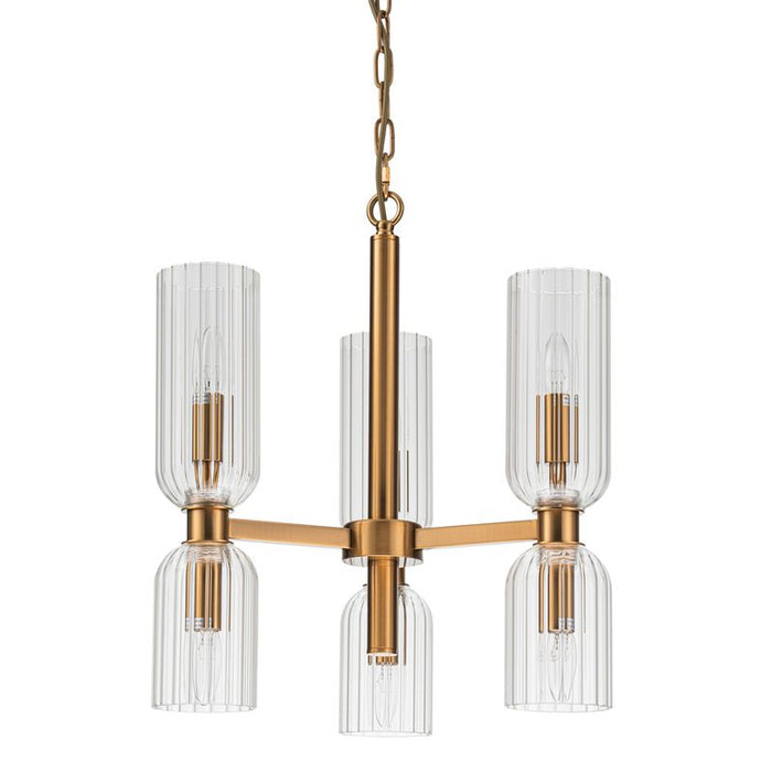 Gold and glass chandelier with four lights, [Brand].