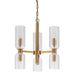 Gold and glass chandelier with four lights, [Brand].