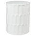 [Brand] white ceramic stool with distinctive wavy textured surface.