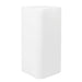 A square white pedestal by [Brand] with smooth surfaces.