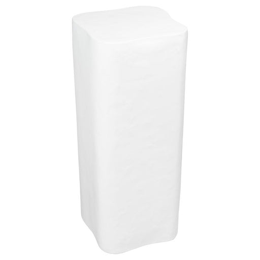 [Brand] white sculptural pedestal with a smooth, curved design.