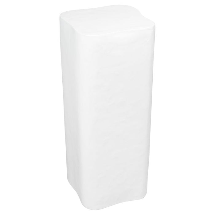 [Brand] white sculptural pedestal with a smooth, curved design.