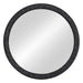 Round mirror with ornate black frame by [Brand].