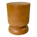 Tan cylindrical wooden stool from [Brand], with rounded base.