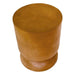 Brown cylindrical stool with smooth finish from [Brand].
