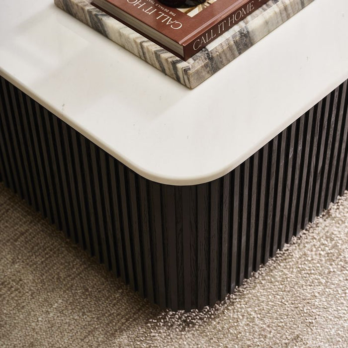Mason Rectangle Coffee Table - Black, Marble Wood, 100cm